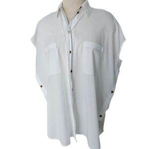 Helmut Lang Classic White Collared Shirt Boxy Style